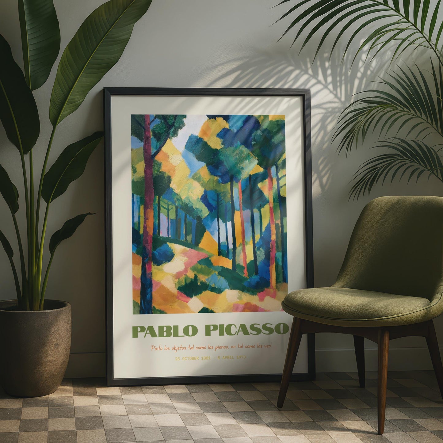 Pablo Picasso Art Print, Abstract Landscape Painting, Colourful Forest Wall Art, Modern Decor