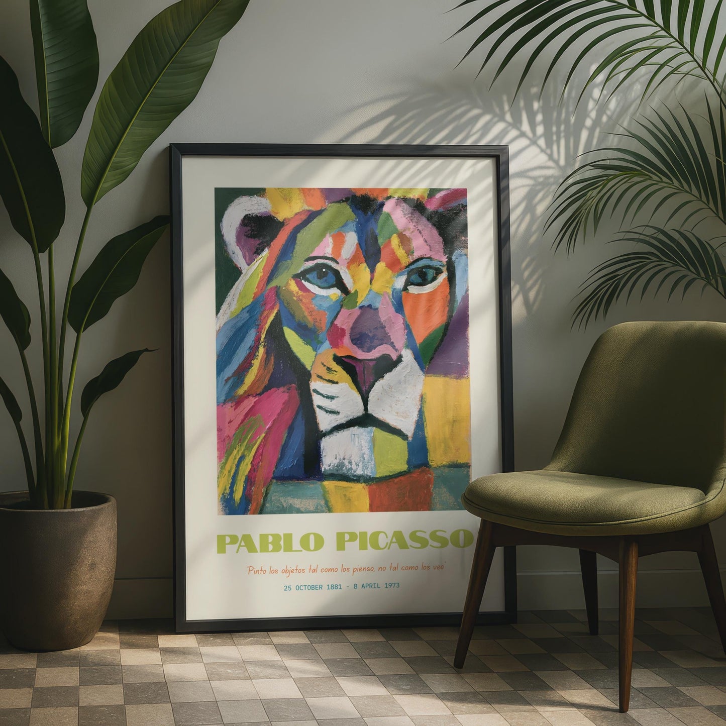 Colourful Lion Art Print by Pablo Picasso, Abstract Animal Wall Decor, Vibrant Modern Art