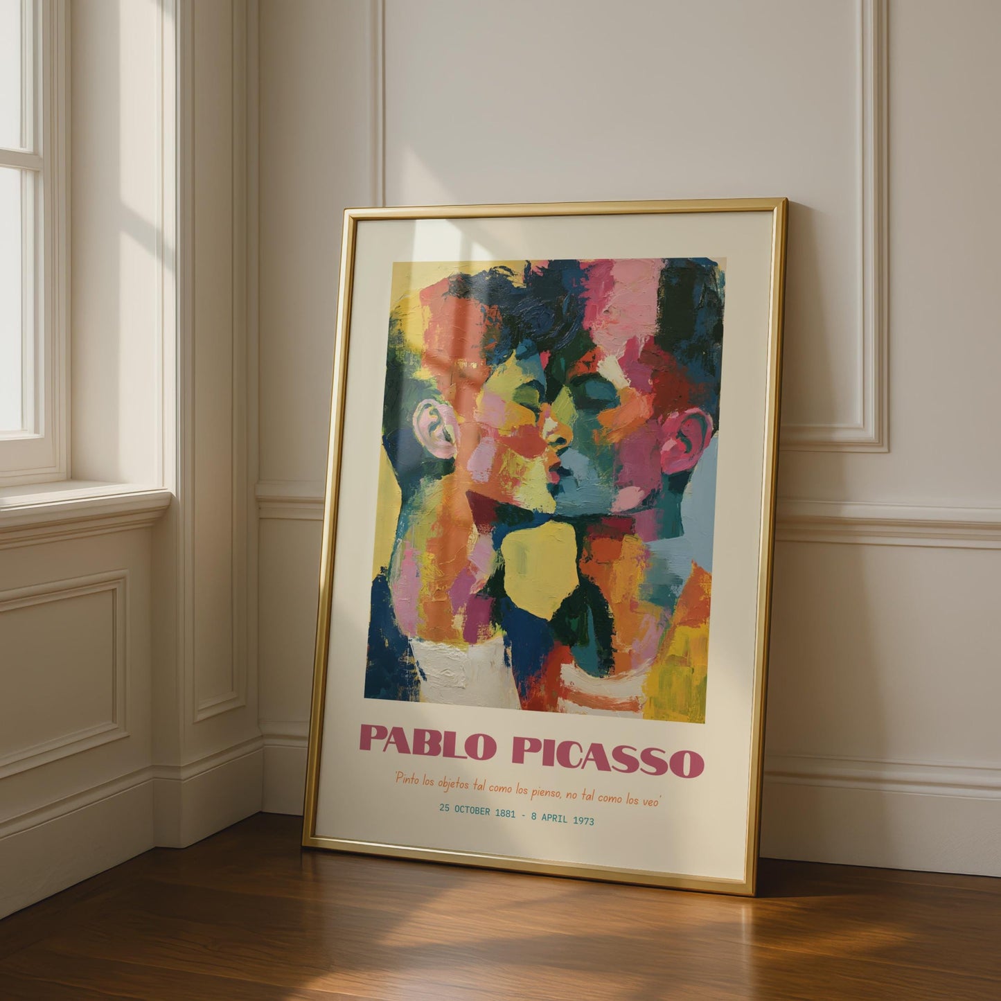 Vibrant Kissing Faces Art Print, Pablo Picasso Inspired, Colourful Wall Art, Modern Home Decor