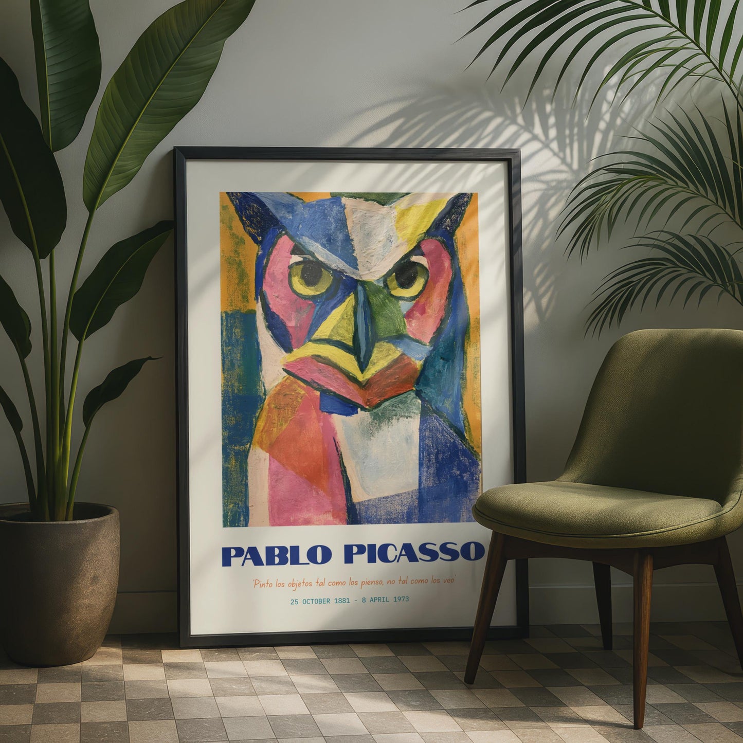 Pablo Picasso Owl Art Print, Colourful Abstract Poster, Modern Wall Decor, Animal Art, Gallery Wall