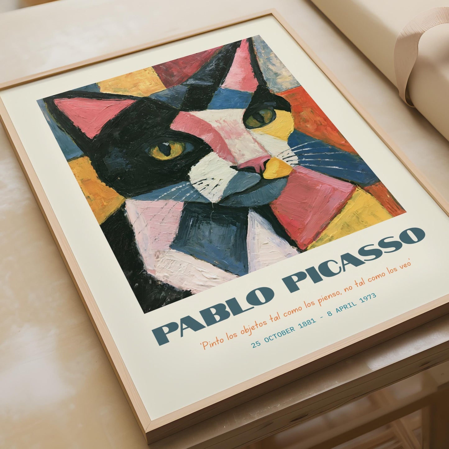 Pablo Picasso Cat Art Print, Colourful Abstract Wall Art, Cat Lover Decor, Unique Gift