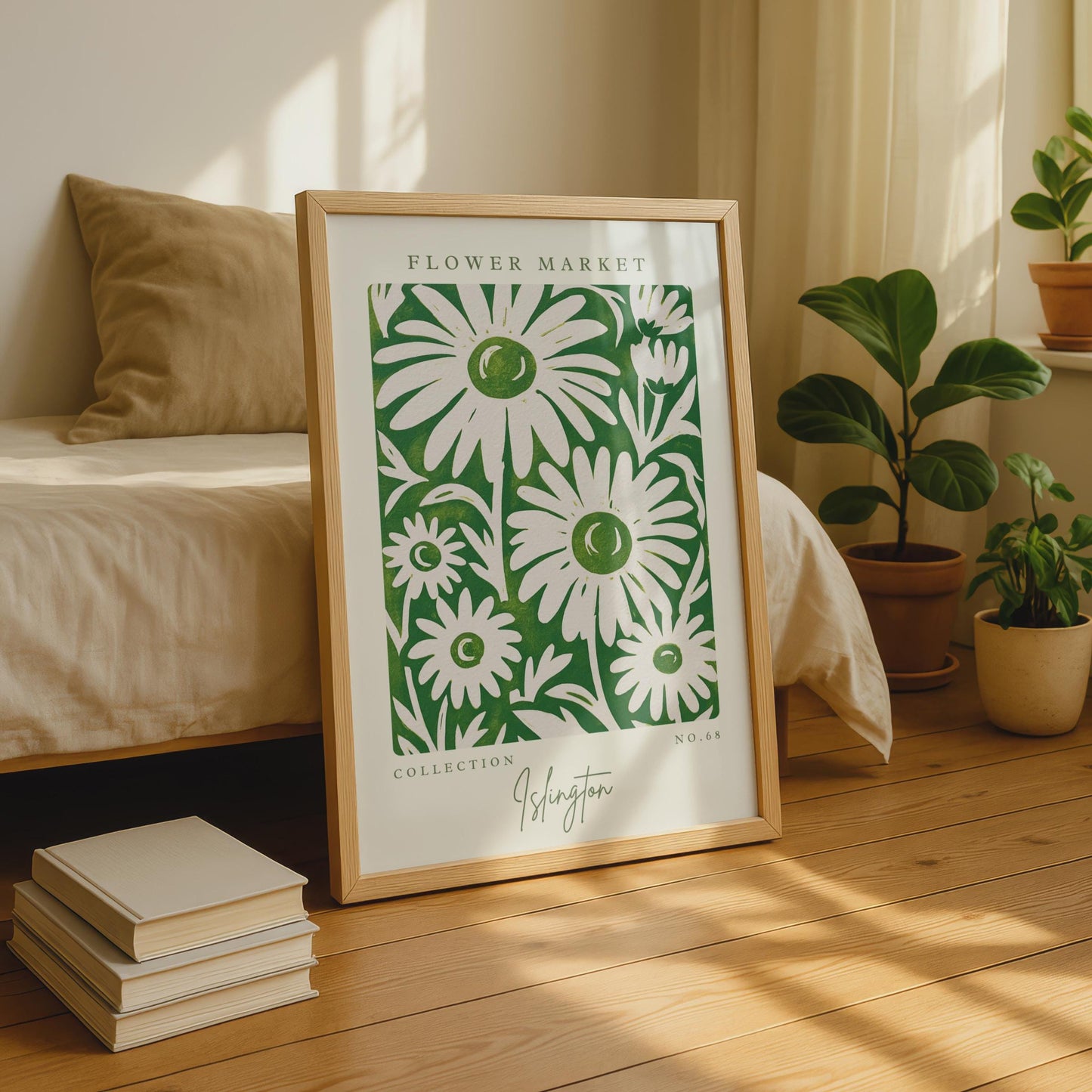 Flower Market Art Print, Islington Floral Poster, Green Botanicals, Botanical Wall Art, Modern Home