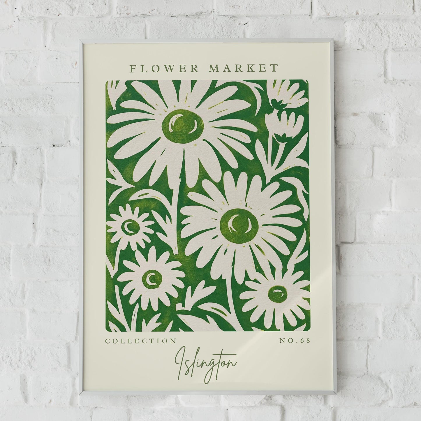 Flower Market Art Print, Islington Floral Poster, Green Botanicals, Botanical Wall Art, Modern Home
