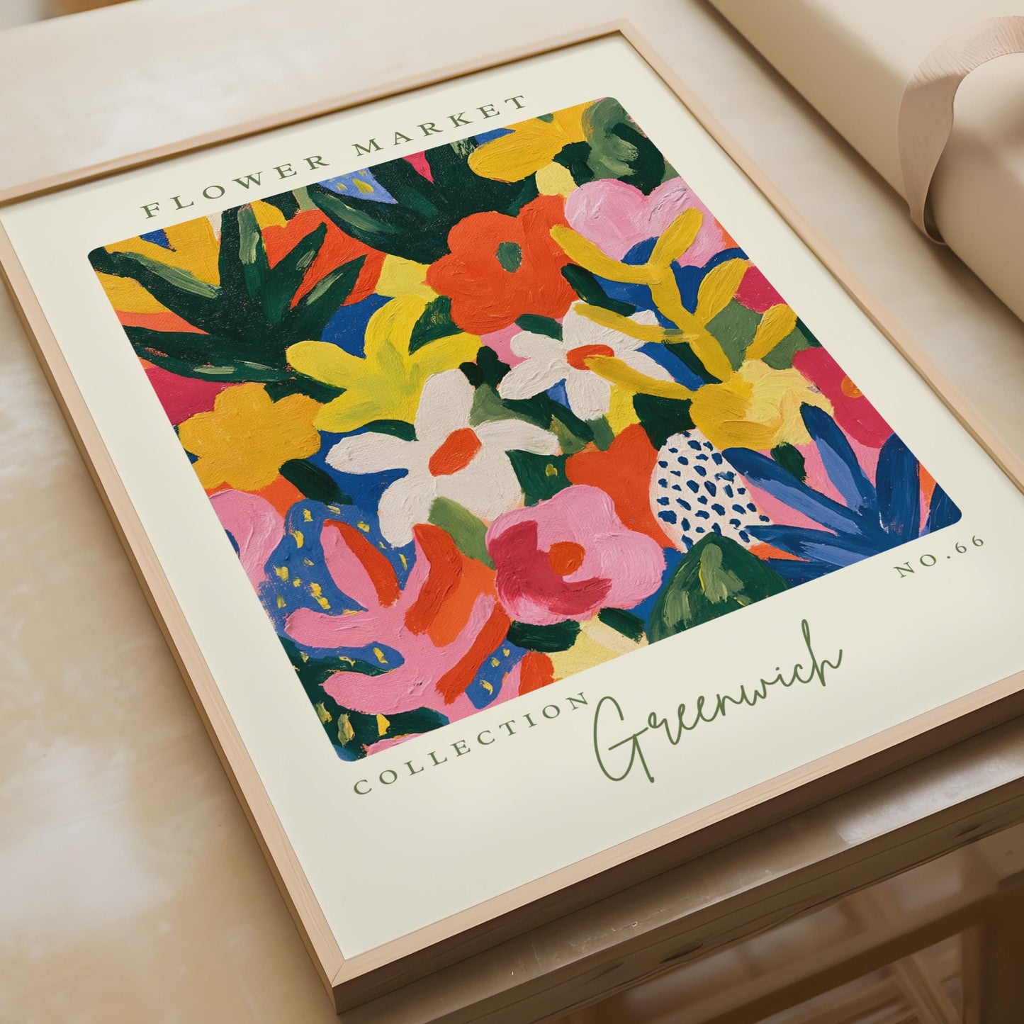 Vibrant Flower Market Art Print, Colourful Floral Illustration, Greenwich Collection No.66