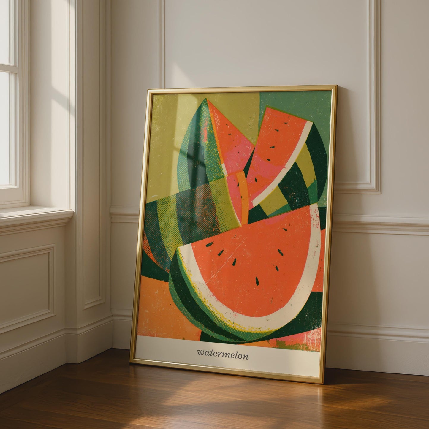 Vibrant Watermelon Art Print, Colourful Retro Style Fruit Decor, Summer Wall Art, Kitchen Print