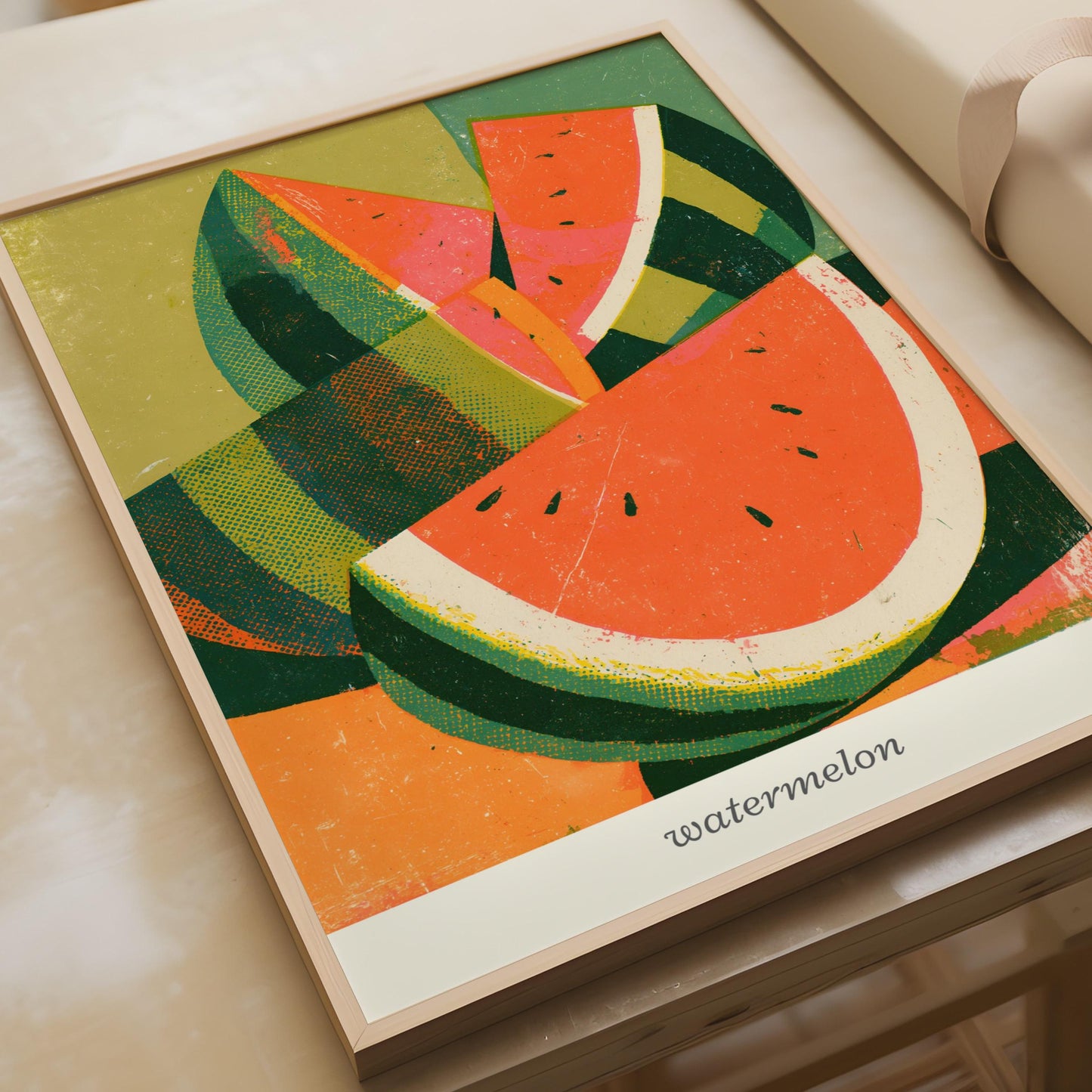 Vibrant Watermelon Art Print, Colourful Retro Style Fruit Decor, Summer Wall Art, Kitchen Print