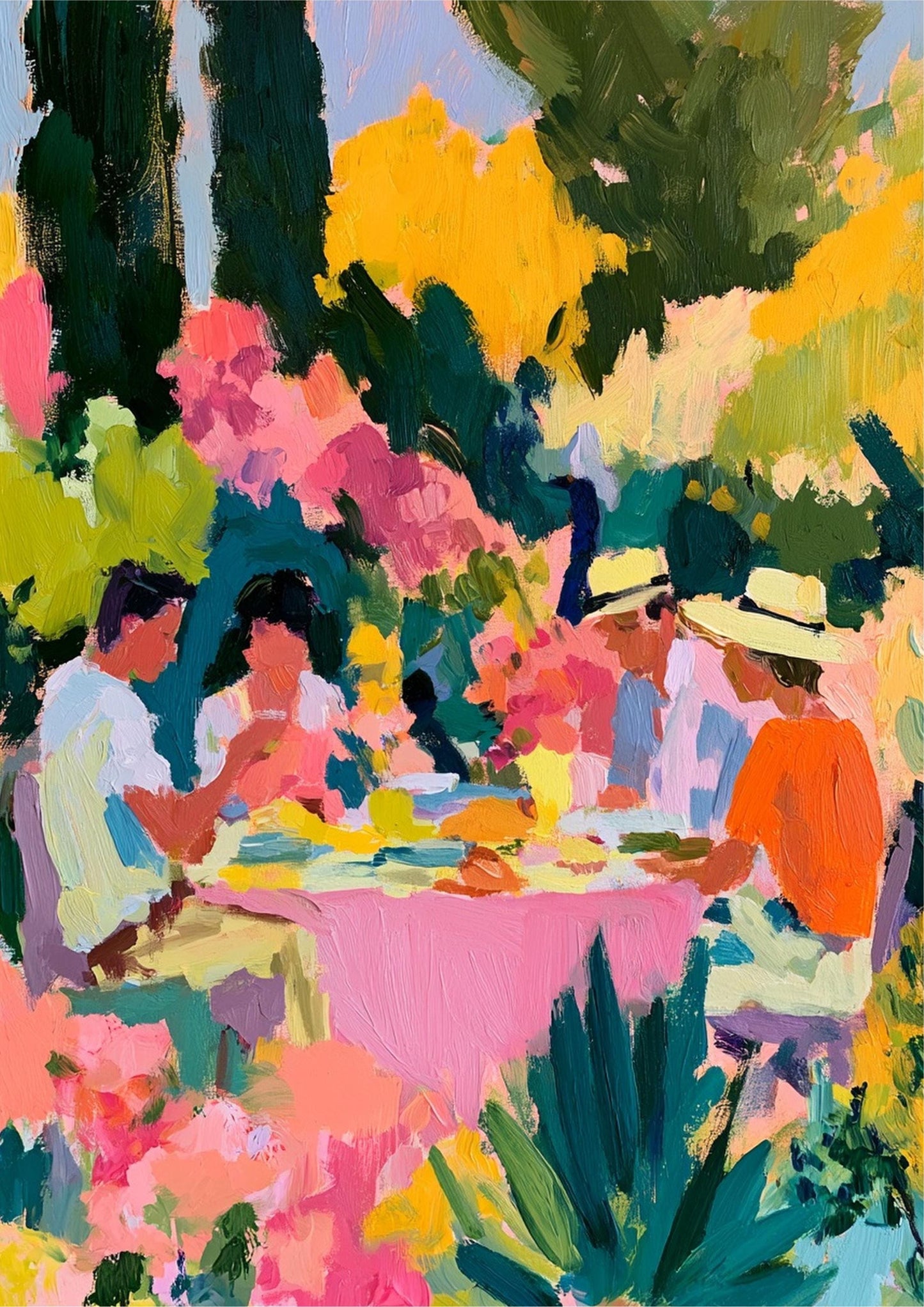 Henri Matisse Inspired Abstract Art Print: Lunch In The Garden With Friends