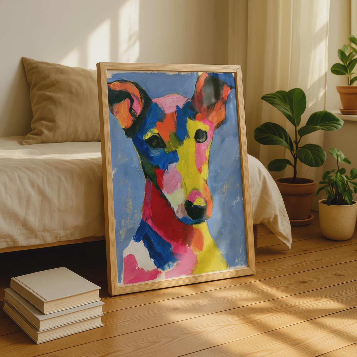 Colourful Abstract Dog Portrait, Bold Bright Dog Art Print, Modern Canine Wall Decor