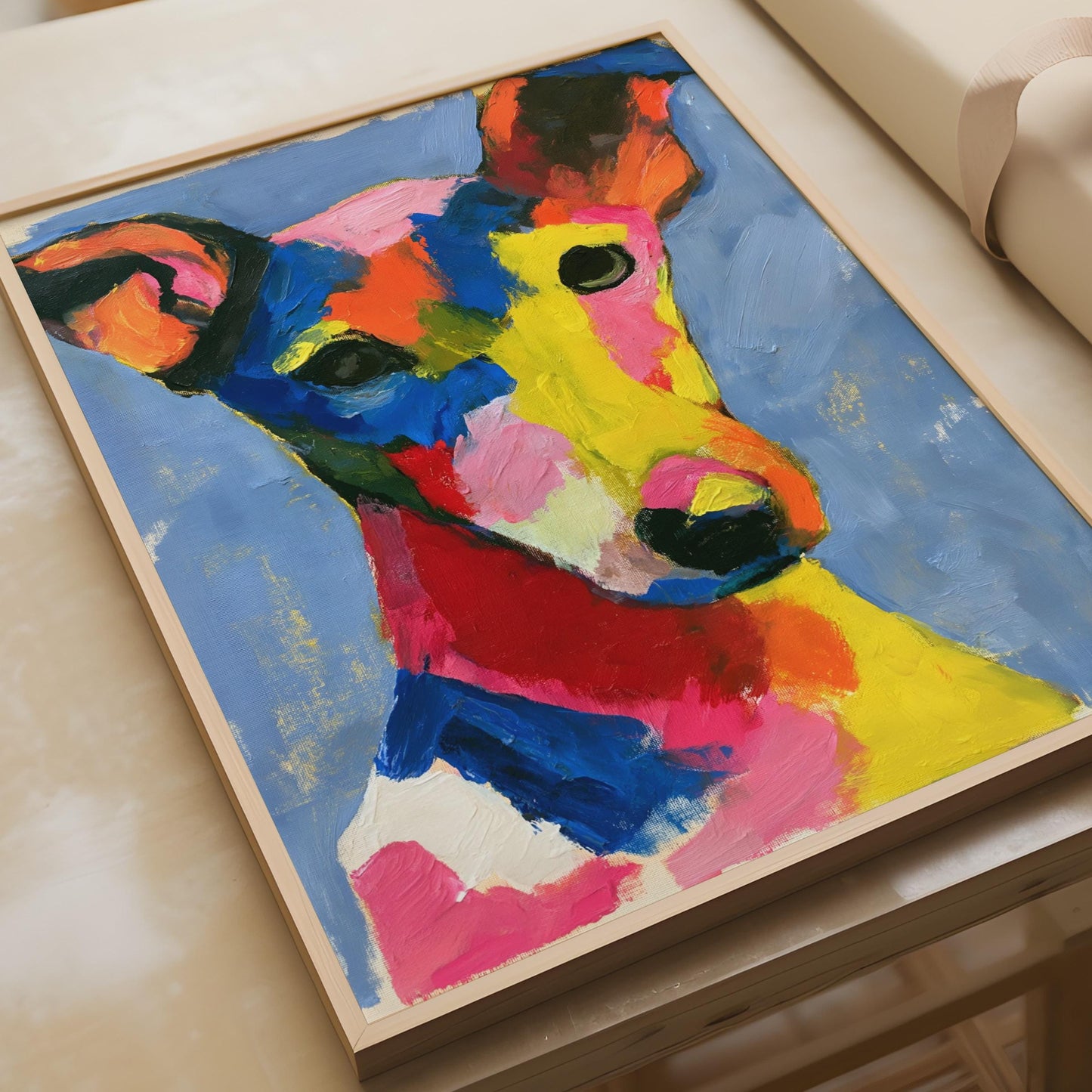Colourful Abstract Dog Portrait, Bold Bright Dog Art Print, Modern Canine Wall Decor