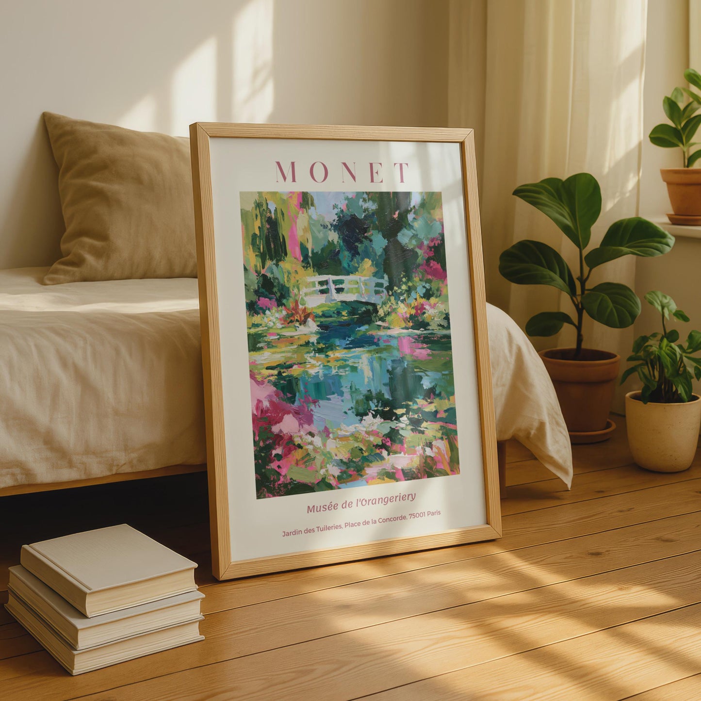Monet Water Lily Garden Print, Impressionist Giverny Poster, Floral Wall Art