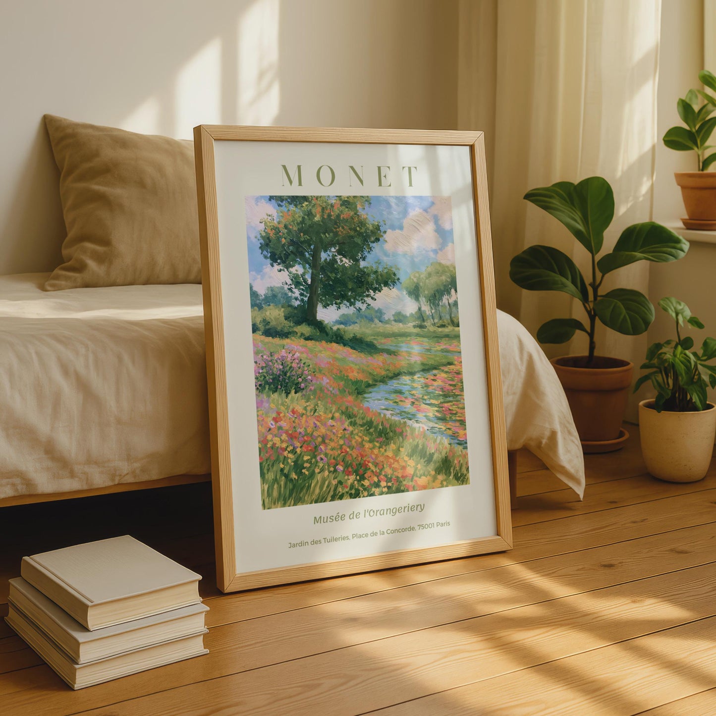 Monet Impressionist Flower Field Print, Garden Wall Art, Floral Landscape Poster