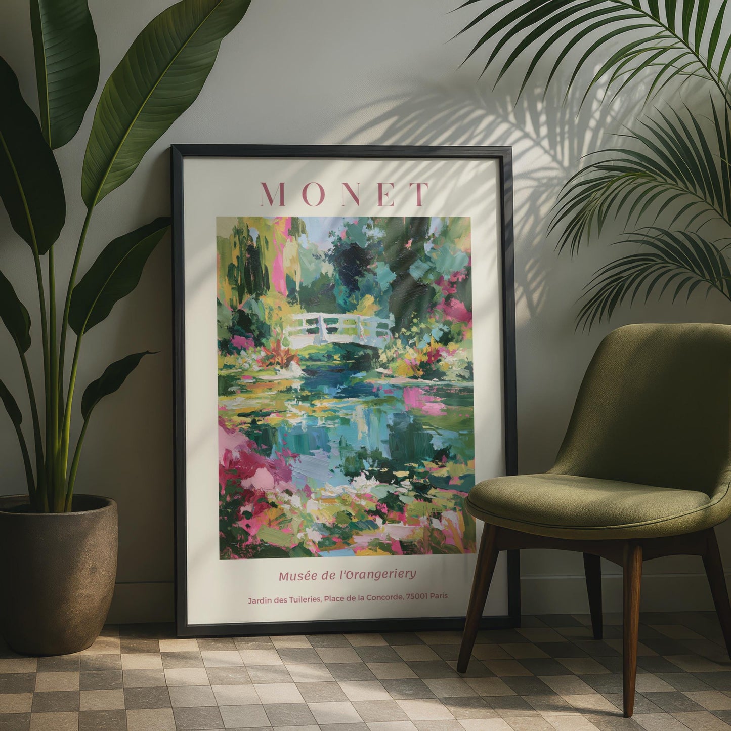 Monet Water Lily Garden Print, Impressionist Giverny Poster, Floral Wall Art