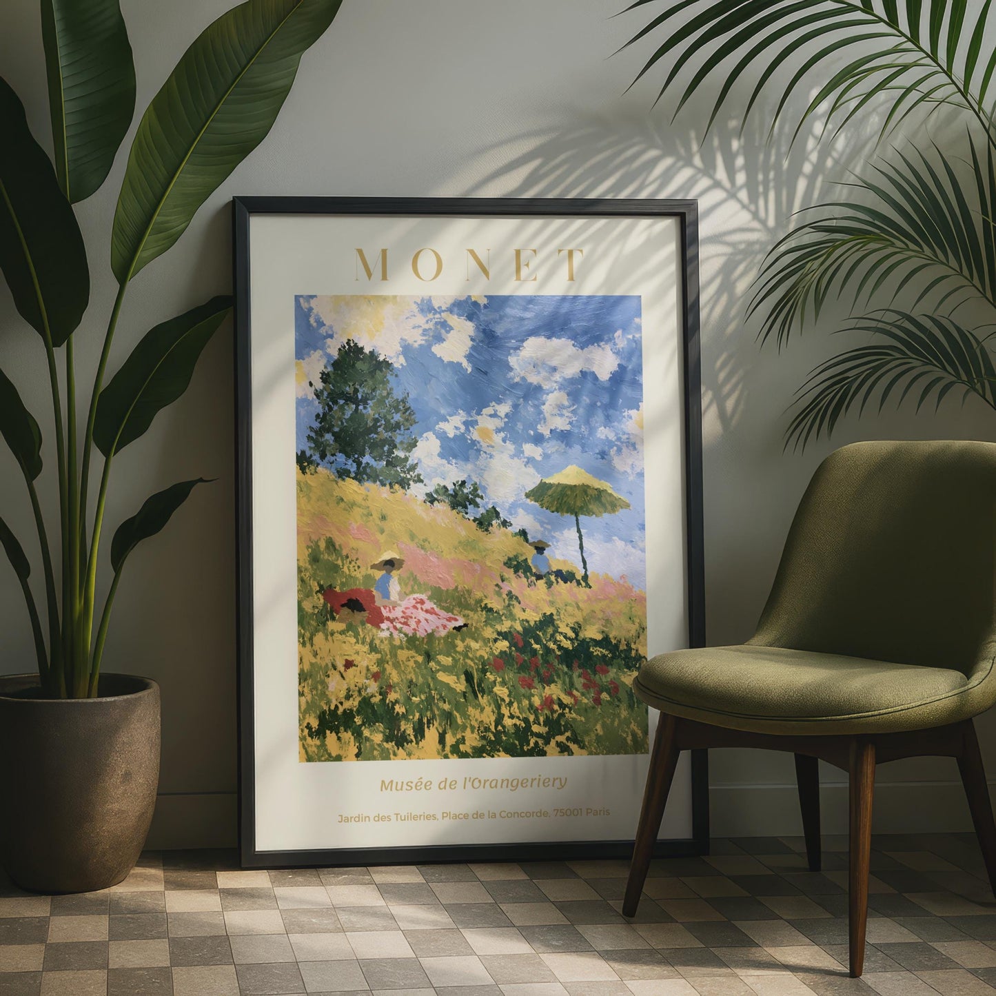 Monet Exhibition Poster, Impressionist Wall Art Print, Poppy Field, Paris Gallery