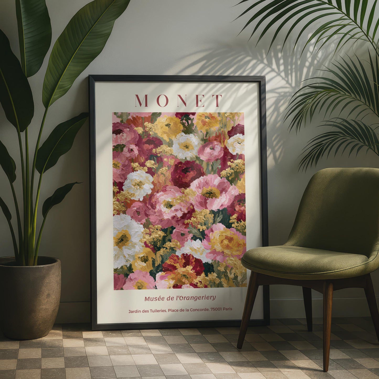 Monet Floral Exhibition Poster, Impressionist Flower Wall Art, Paris Museum Print