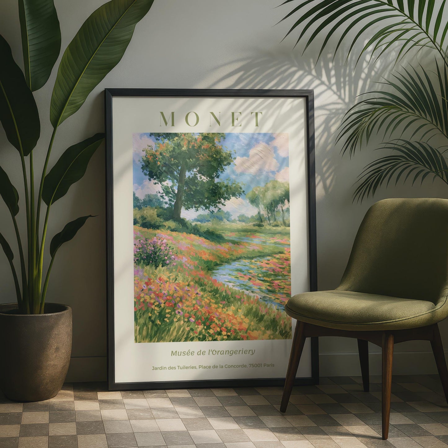 Monet Impressionist Flower Field Print, Garden Wall Art, Floral Landscape Poster