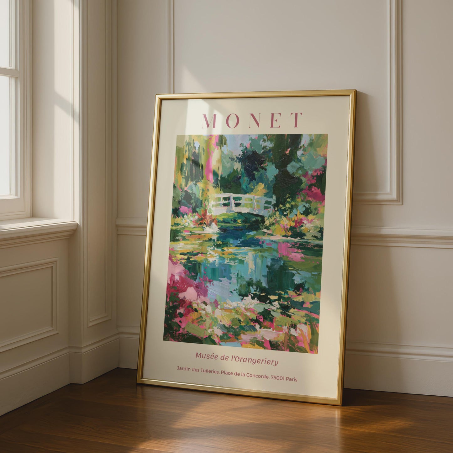 Monet Water Lily Garden Print, Impressionist Giverny Poster, Floral Wall Art