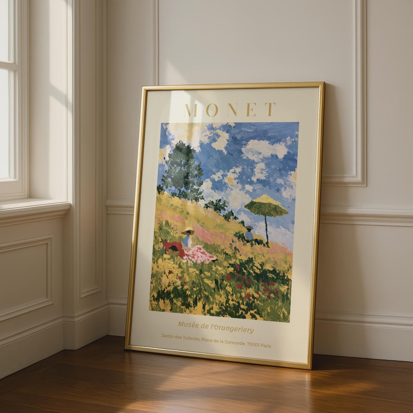 Monet Exhibition Poster, Impressionist Wall Art Print, Poppy Field, Paris Gallery
