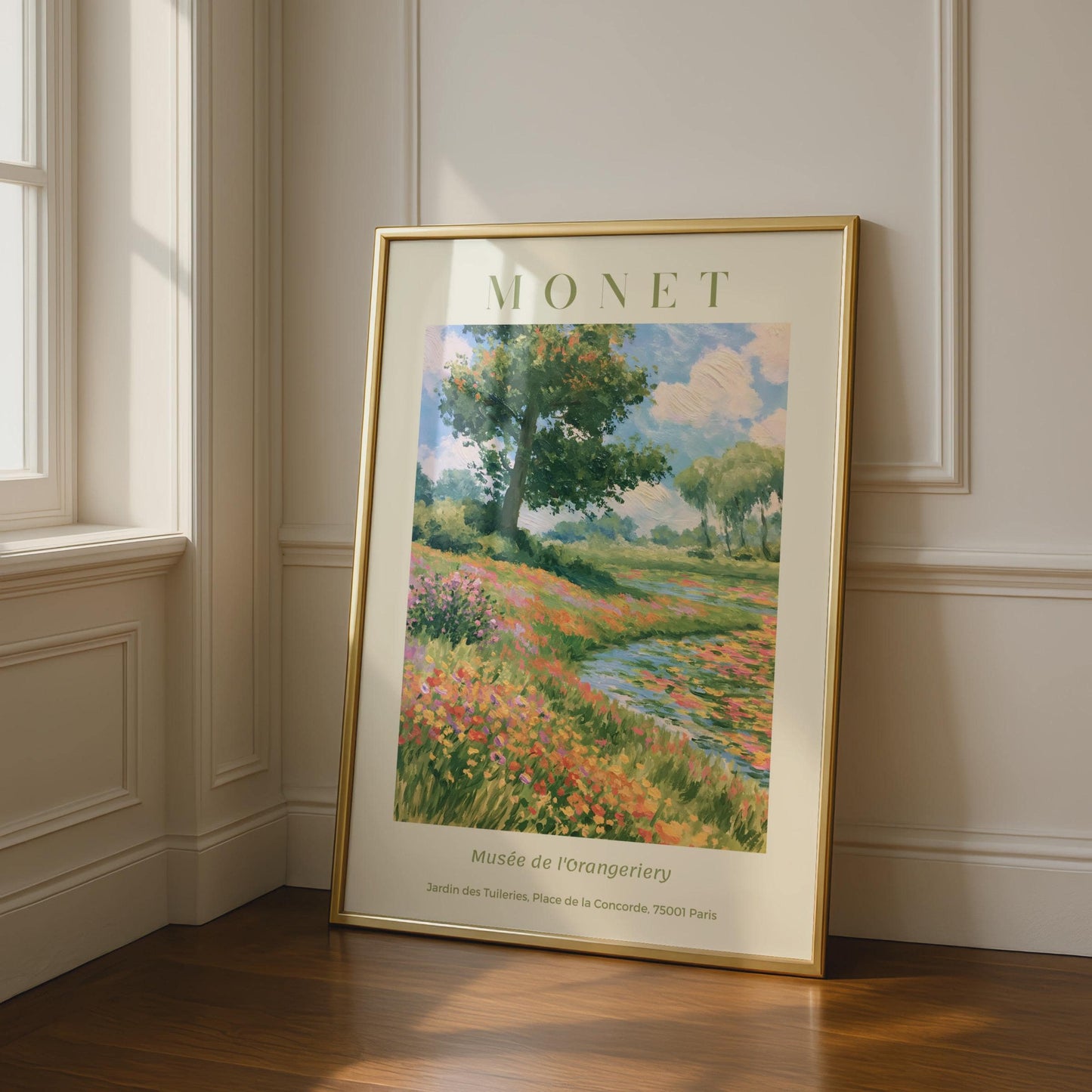 Monet Impressionist Flower Field Print, Garden Wall Art, Floral Landscape Poster