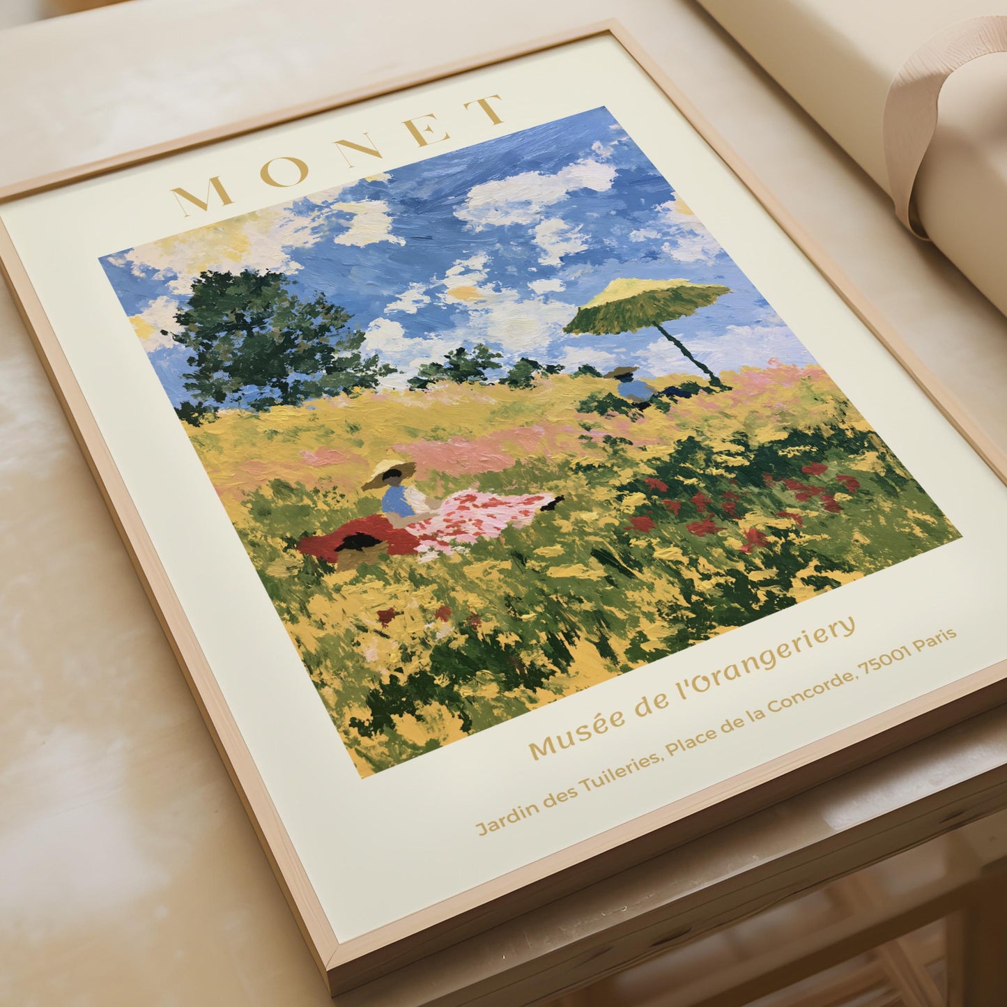 Monet Exhibition Poster, Impressionist Wall Art Print, Poppy Field, Paris Gallery