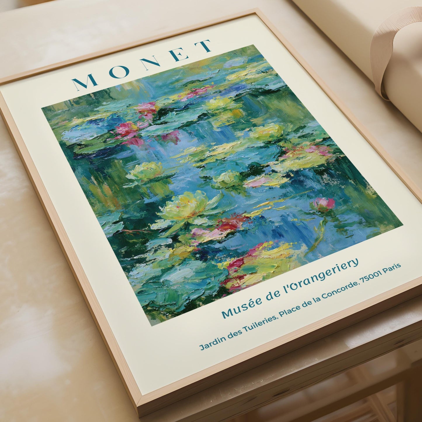 Monet Water Lilies Exhibition Poster, Impressionist Floral Wall Art Print, Paris