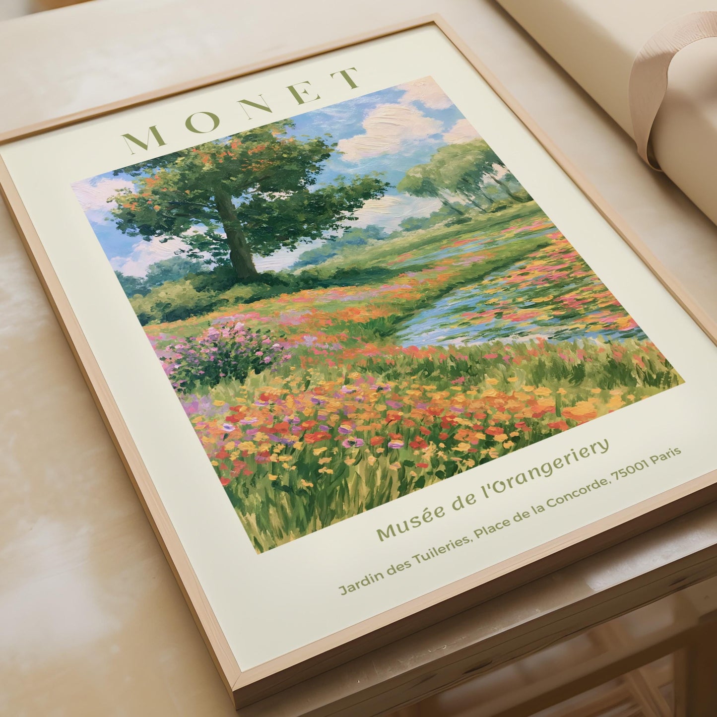 Monet Impressionist Flower Field Print, Garden Wall Art, Floral Landscape Poster