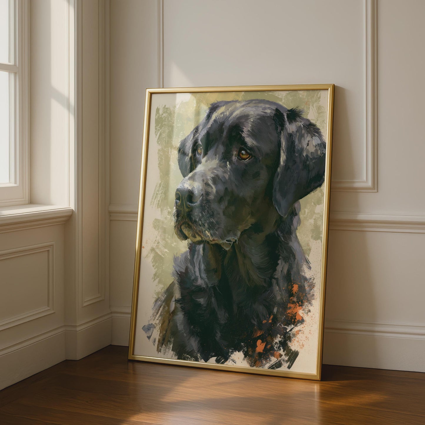 Black Labrador Print, Lab Dog Portrait Poster, Painted Style Dog Art, Dog Lover Gift