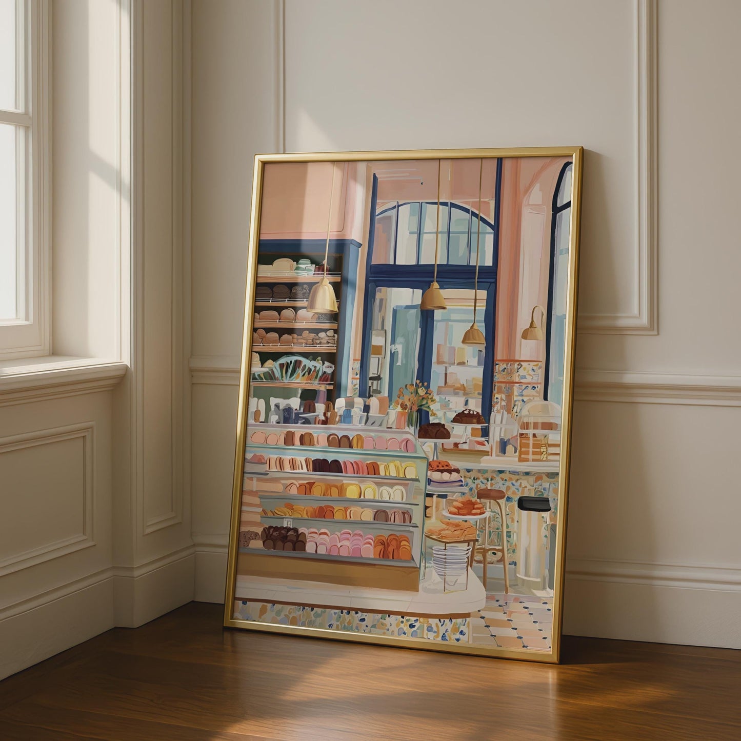 French Patisserie Wall Art, Bakery Print, Macaron Poster, Pastel Kitchen Decor