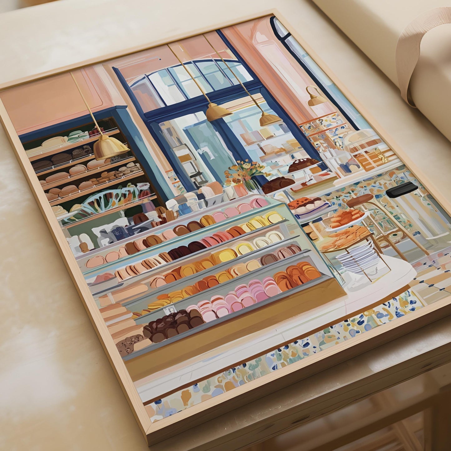 French Patisserie Wall Art, Bakery Print, Macaron Poster, Pastel Kitchen Decor