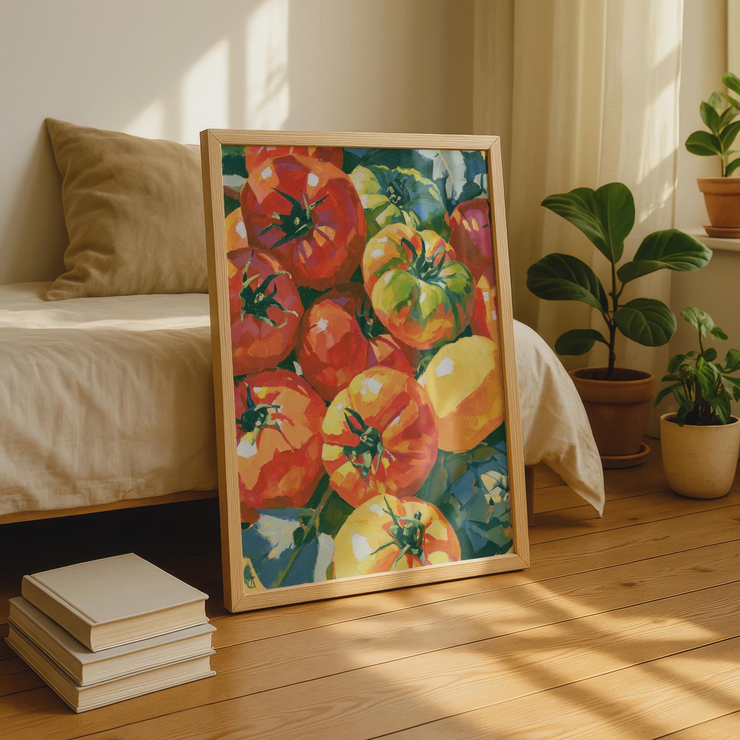 Heirloom Tomatoes Art Print, Vegetable Still Life Poster, Kitchen Wall Art, Colourful
