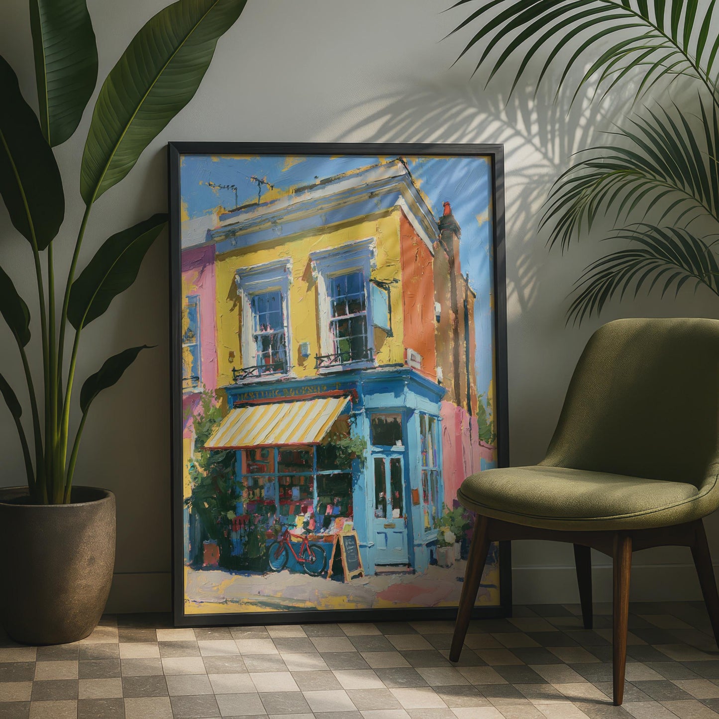 Notting Hill Bookshop Poster, London Art Print, Colourful Street Wall Art