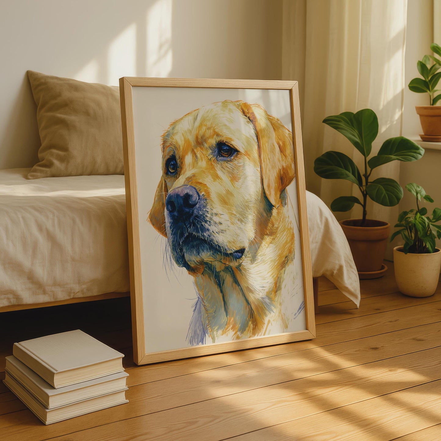 Yellow Labrador Print, Lab Dog Portrait Poster, Golden Lab Wall Art, Dog Lover Gift