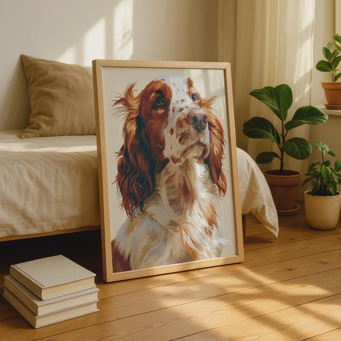 Spaniel Dog Print, Brown White Spaniel Poster, Dog Wall Art, Spaniel Gift, Pet Lover