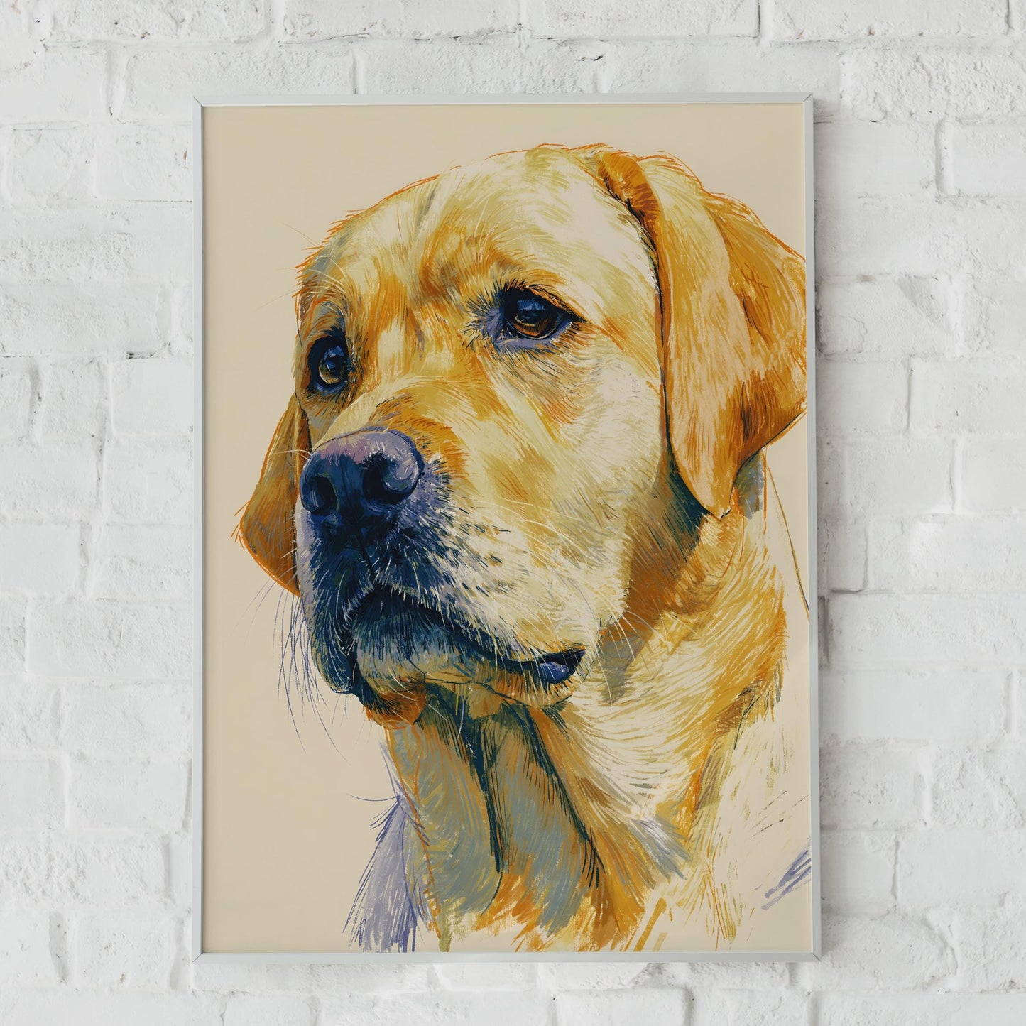 Yellow Labrador Print, Lab Dog Portrait Poster, Golden Lab Wall Art, Dog Lover Gift