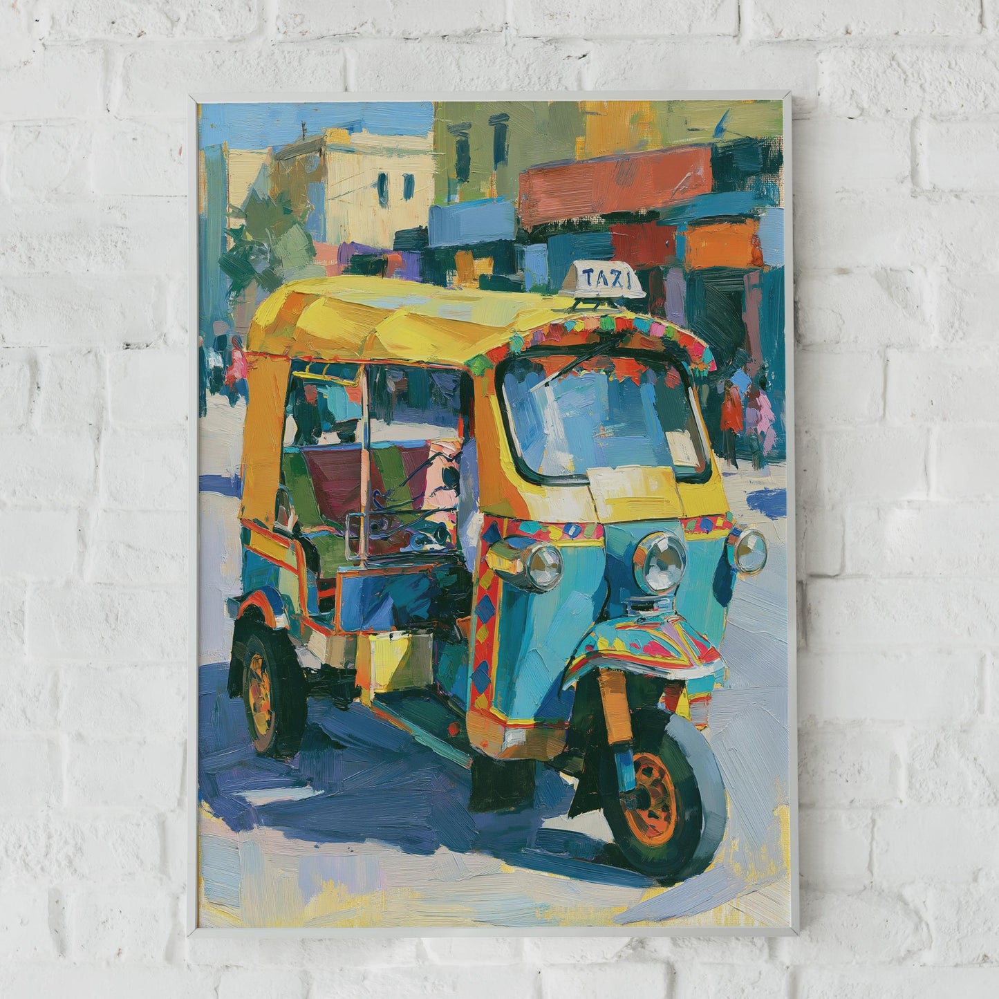 Tuk Tuk Taxi Art Print, Colourful Auto Rickshaw Poster, Asian Street Travel Wall Art
