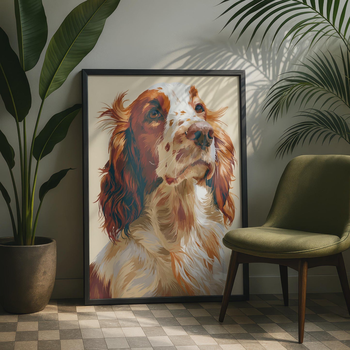 Spaniel Dog Print, Brown White Spaniel Poster, Dog Wall Art, Spaniel Gift, Pet Lover