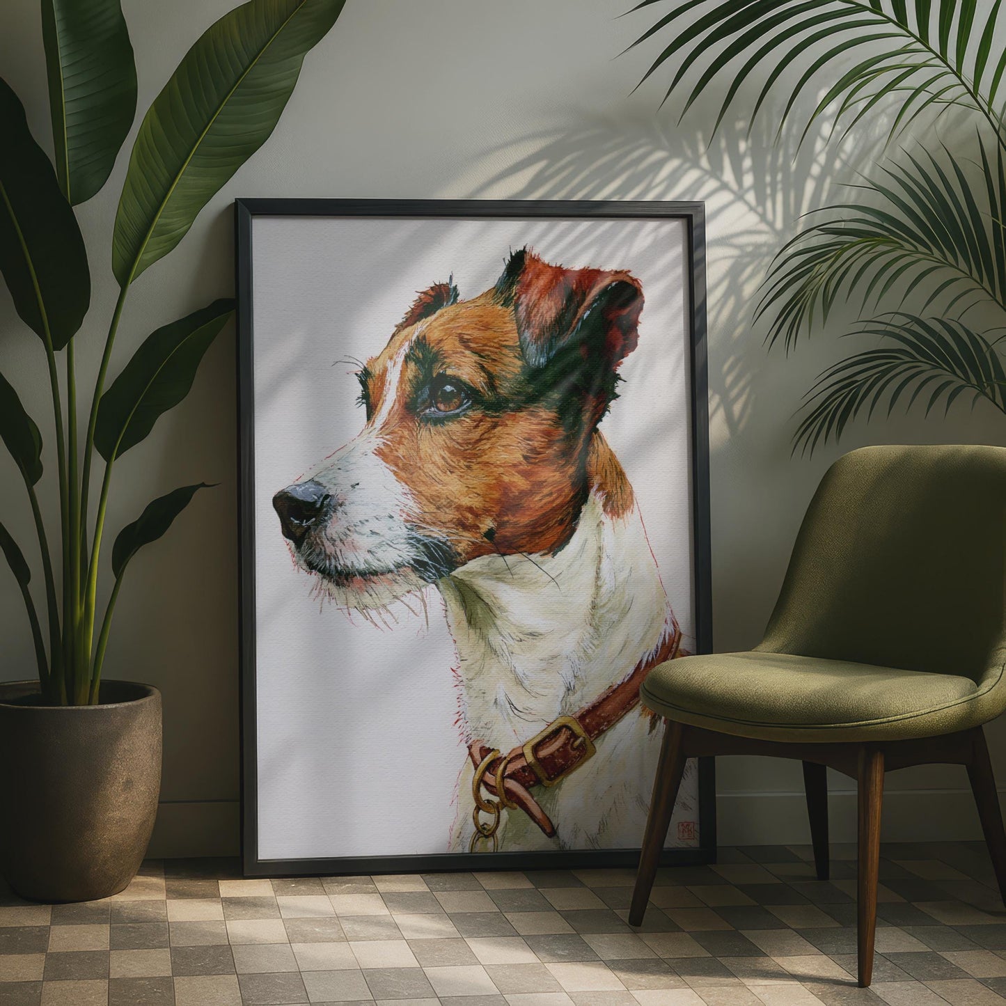 Jack Russell Terrier Print, Watercolour Dog Portrait Poster, Terrier Wall Art