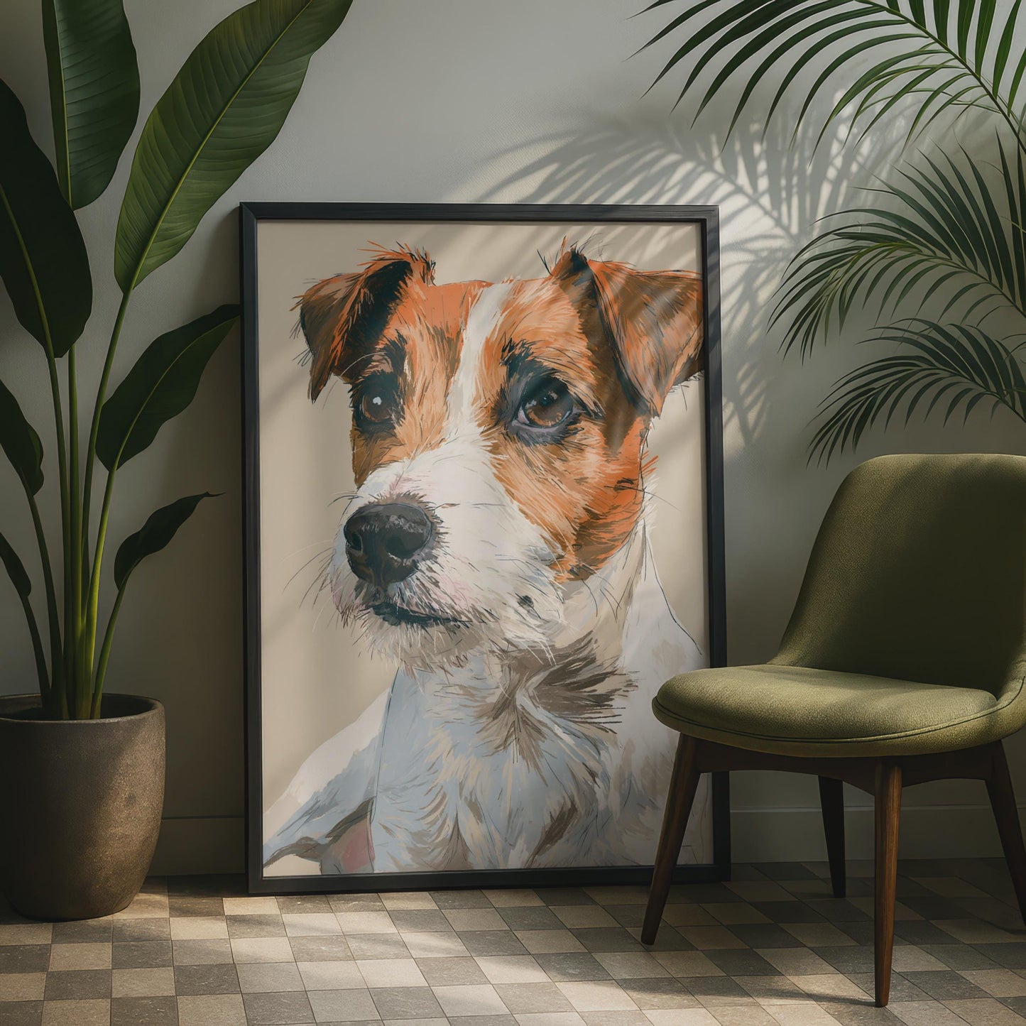 Jack Russell Terrier Print, Dog Portrait Poster, Sketch Style Wall Art, Dog Lover Gift