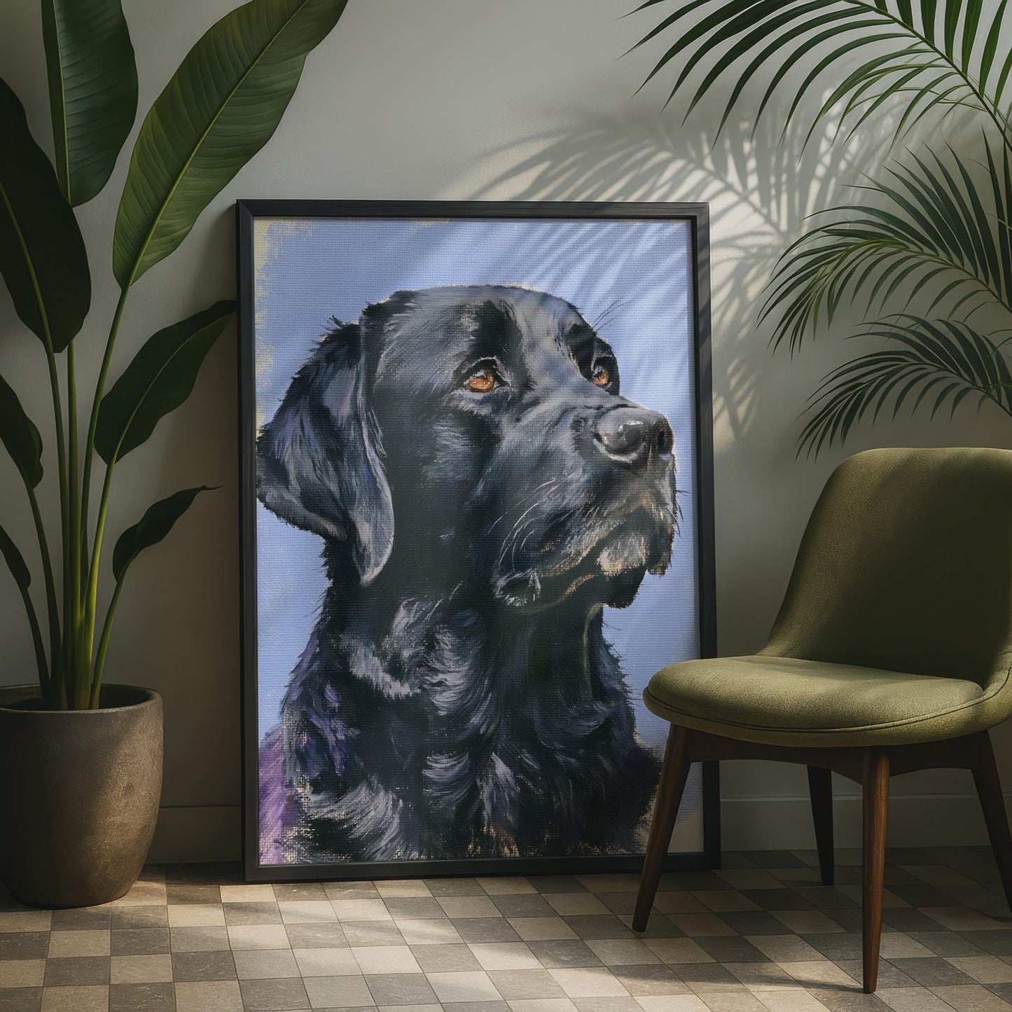 Black Labrador Art Print, Painted Dog Portrait Poster, Lab Wall Art, Dog Lover Gift