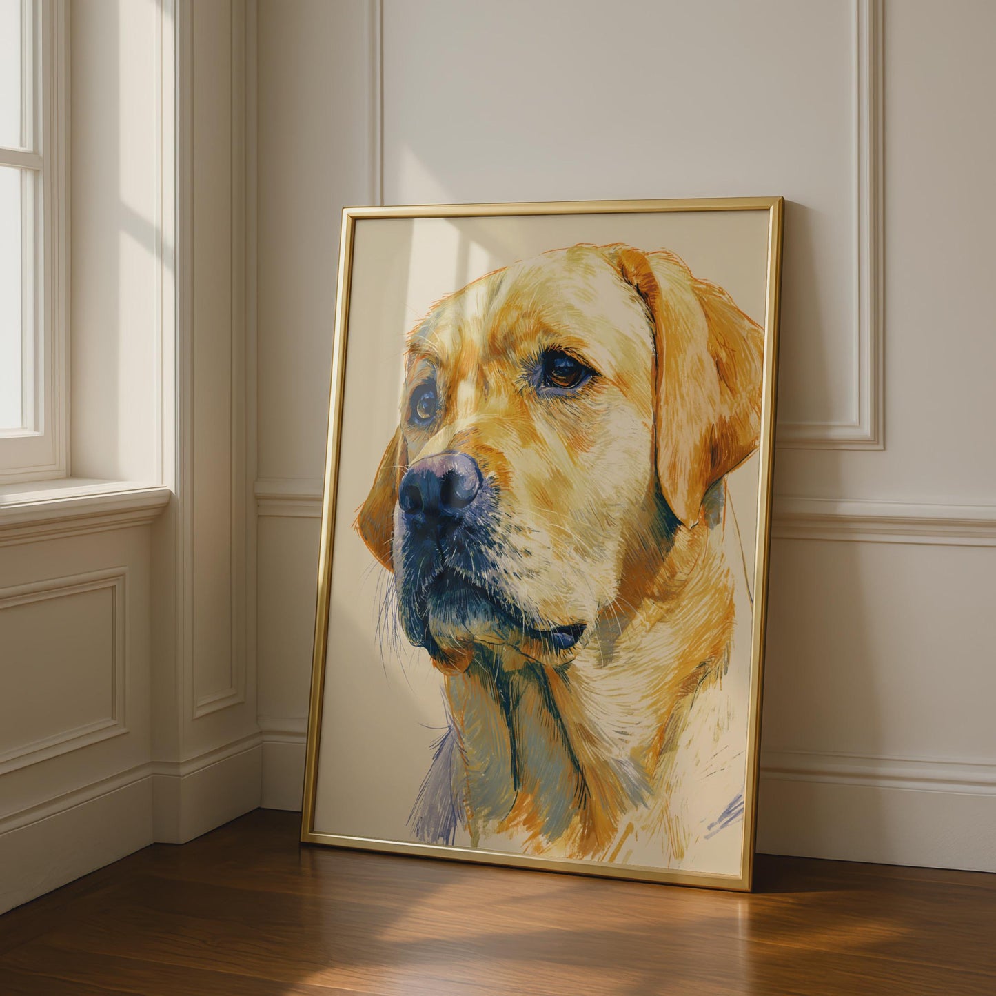Yellow Labrador Print, Lab Dog Portrait Poster, Golden Lab Wall Art, Dog Lover Gift