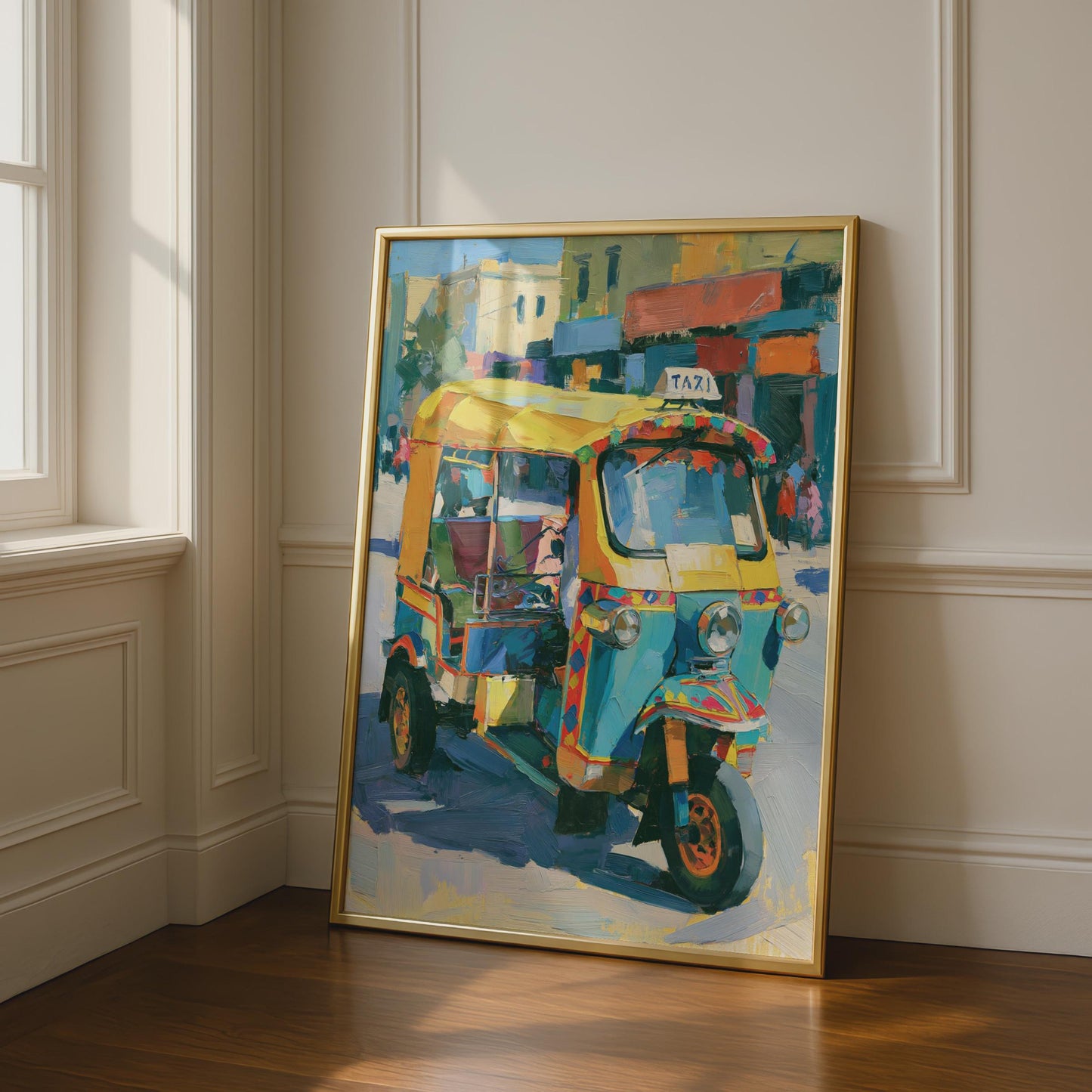 Tuk Tuk Taxi Art Print, Colourful Auto Rickshaw Poster, Asian Street Travel Wall Art