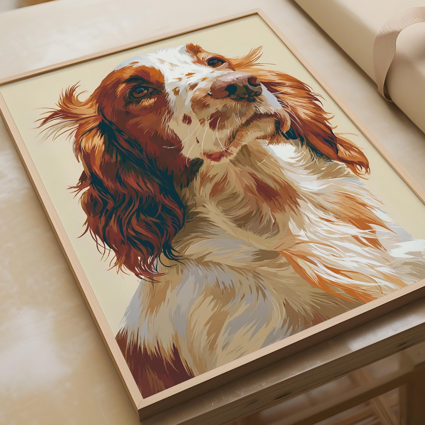Spaniel Dog Print, Brown White Spaniel Poster, Dog Wall Art, Spaniel Gift, Pet Lover