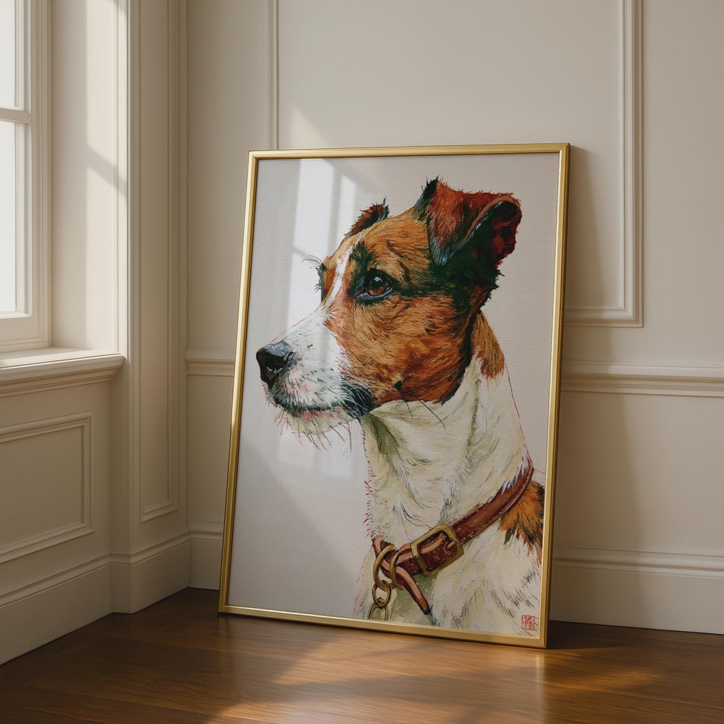 Jack Russell Terrier Print, Watercolour Dog Portrait Poster, Terrier Wall Art