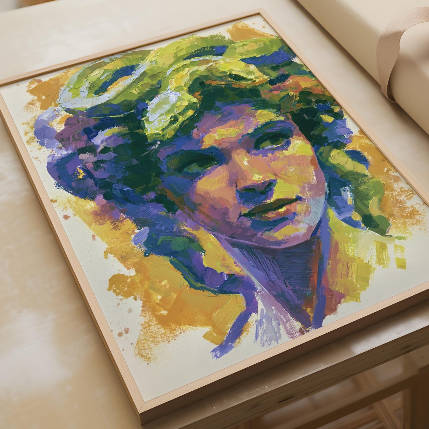 Medusa Greek Mythology Poster, Colourful Expressionist Portrait, Purple Green Wall Art