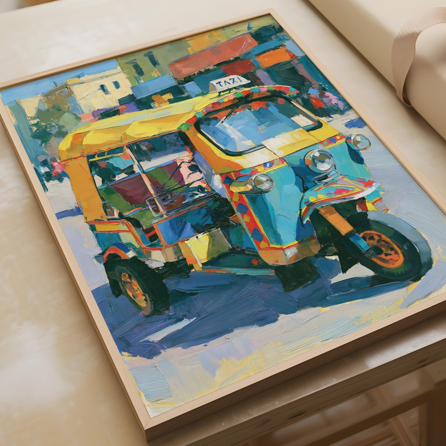 Tuk Tuk Taxi Art Print, Colourful Auto Rickshaw Poster, Asian Street Travel Wall Art