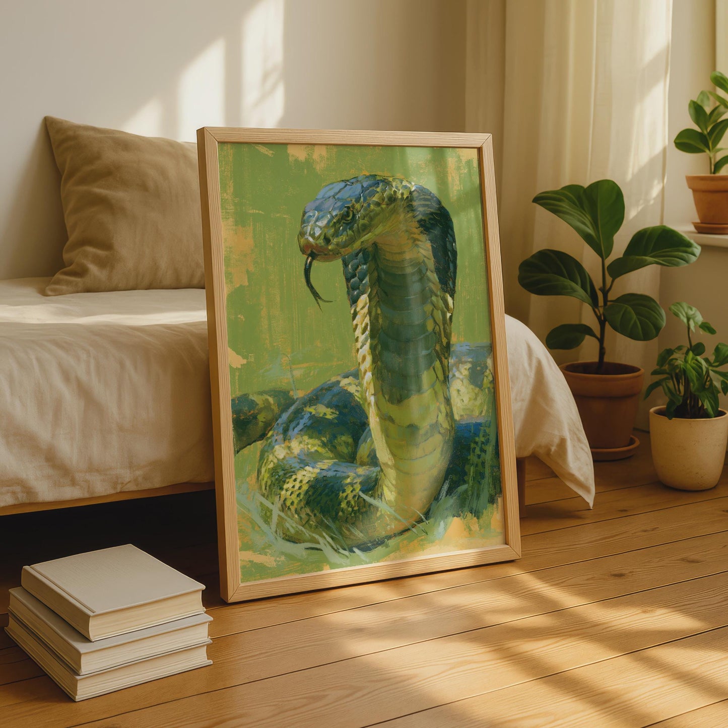 Green Snake Wall Art, Colourful Snake Print, Wildlife Decor, Fine Art Poster, Nature Lover Gift