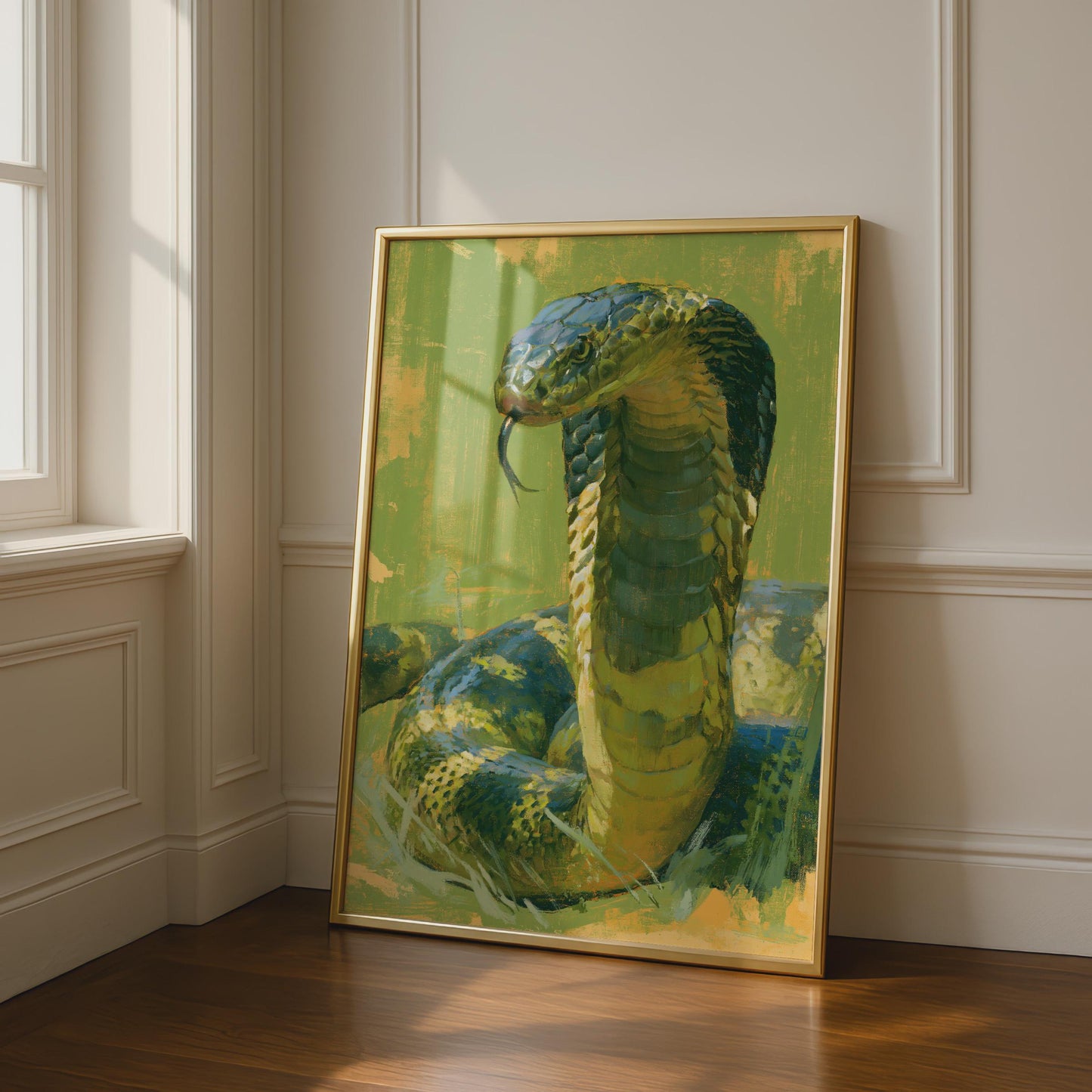 Green Snake Wall Art, Colourful Snake Print, Wildlife Decor, Fine Art Poster, Nature Lover Gift