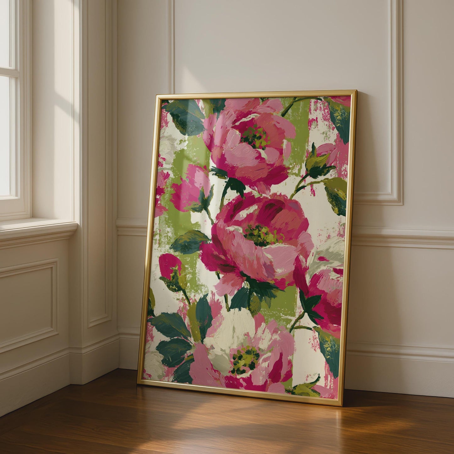 Vibrant Peony Floral Art Print, Colourful Botanical Wall Decor, Modern Flower Poster, Home Aesthetic