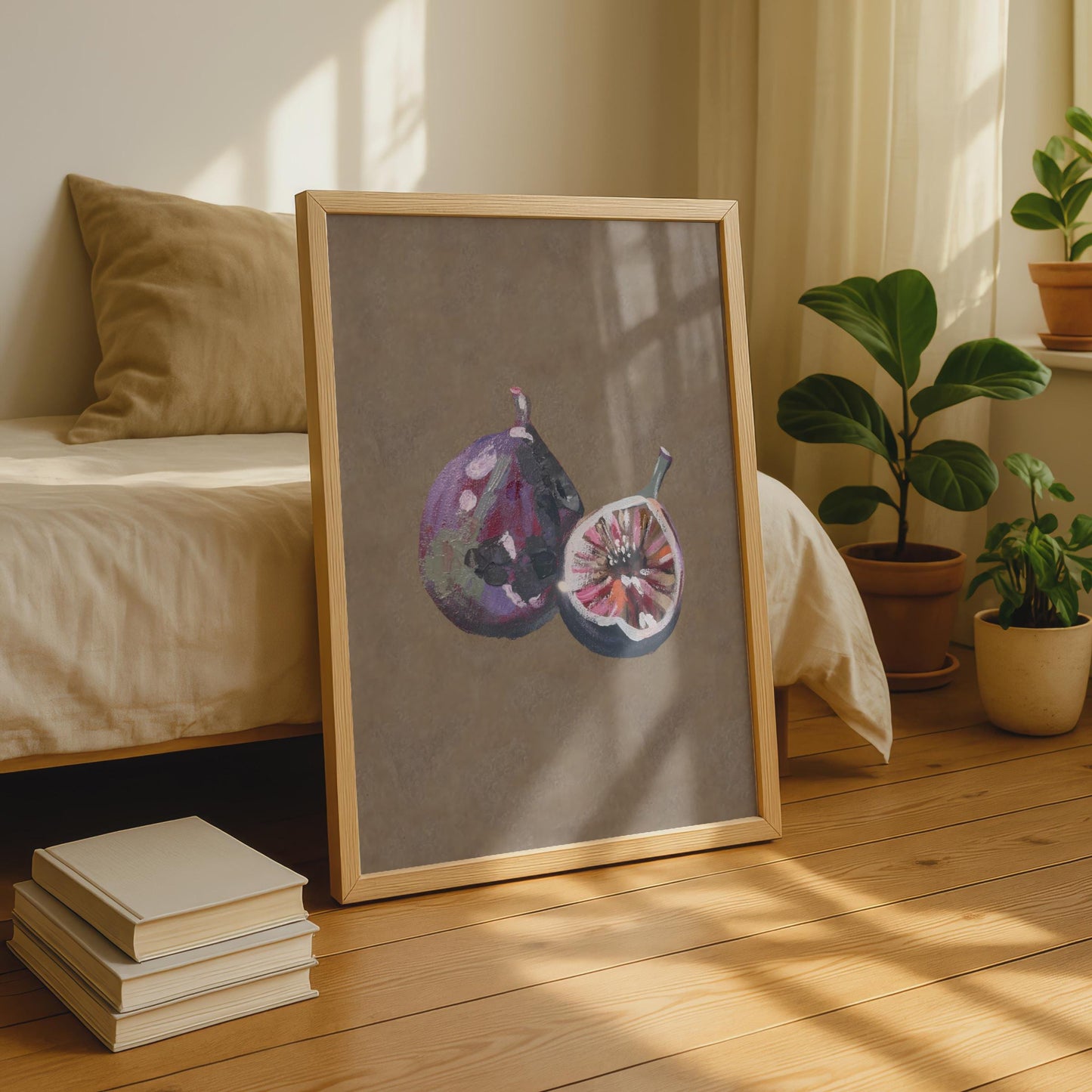 Fig Still Life Art Print, Purple Fig Poster, Kitchen Wall Art, Fruit Painting Print