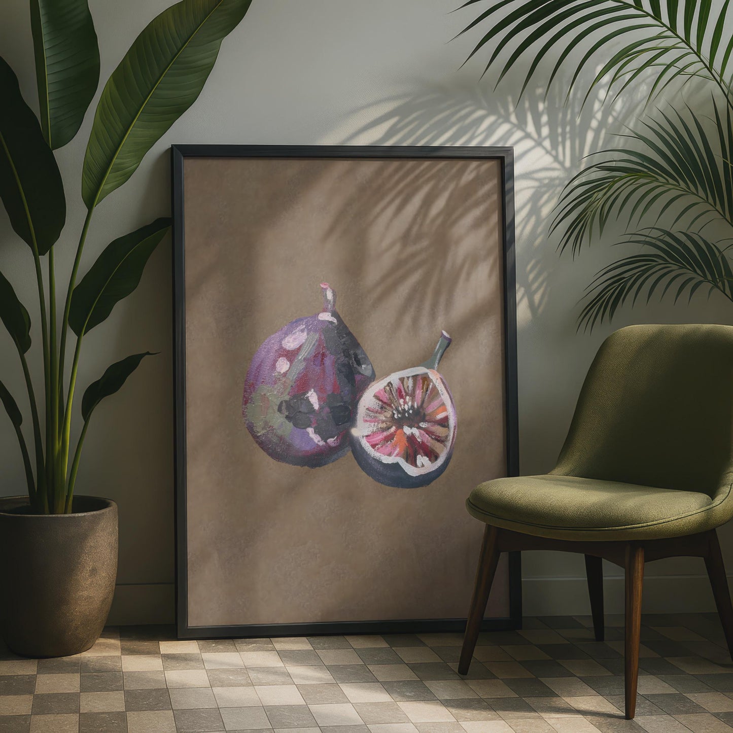 Fig Still Life Art Print, Purple Fig Poster, Kitchen Wall Art, Fruit Painting Print