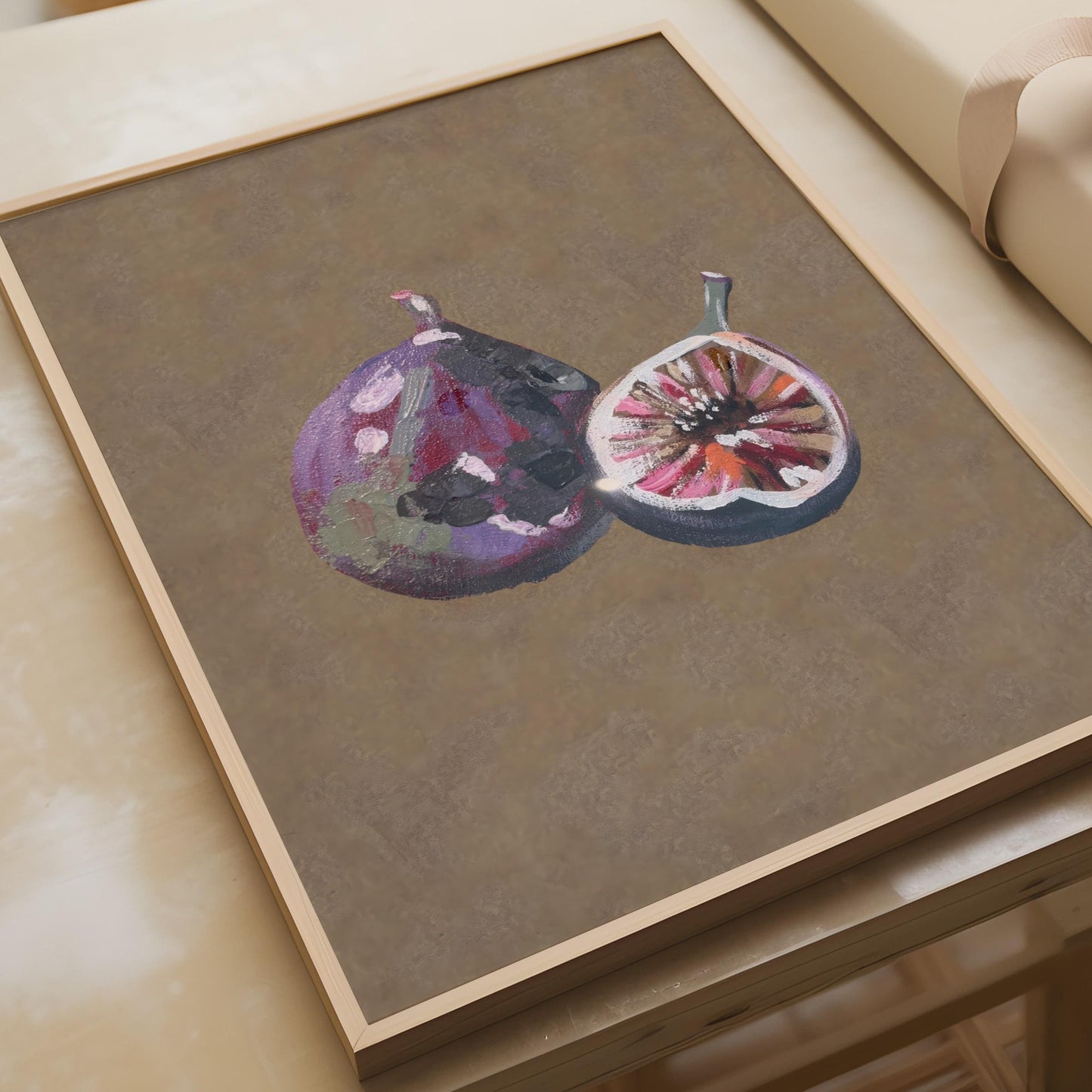 Fig Still Life Art Print, Purple Fig Poster, Kitchen Wall Art, Fruit Painting Print